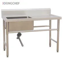 Stainless Steel 1 Compartment Commercial Sink with Right Drainboard