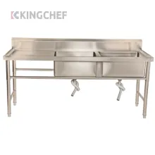 Stainless Steel 2 Compartment Commercial Sink with Left Drainboard